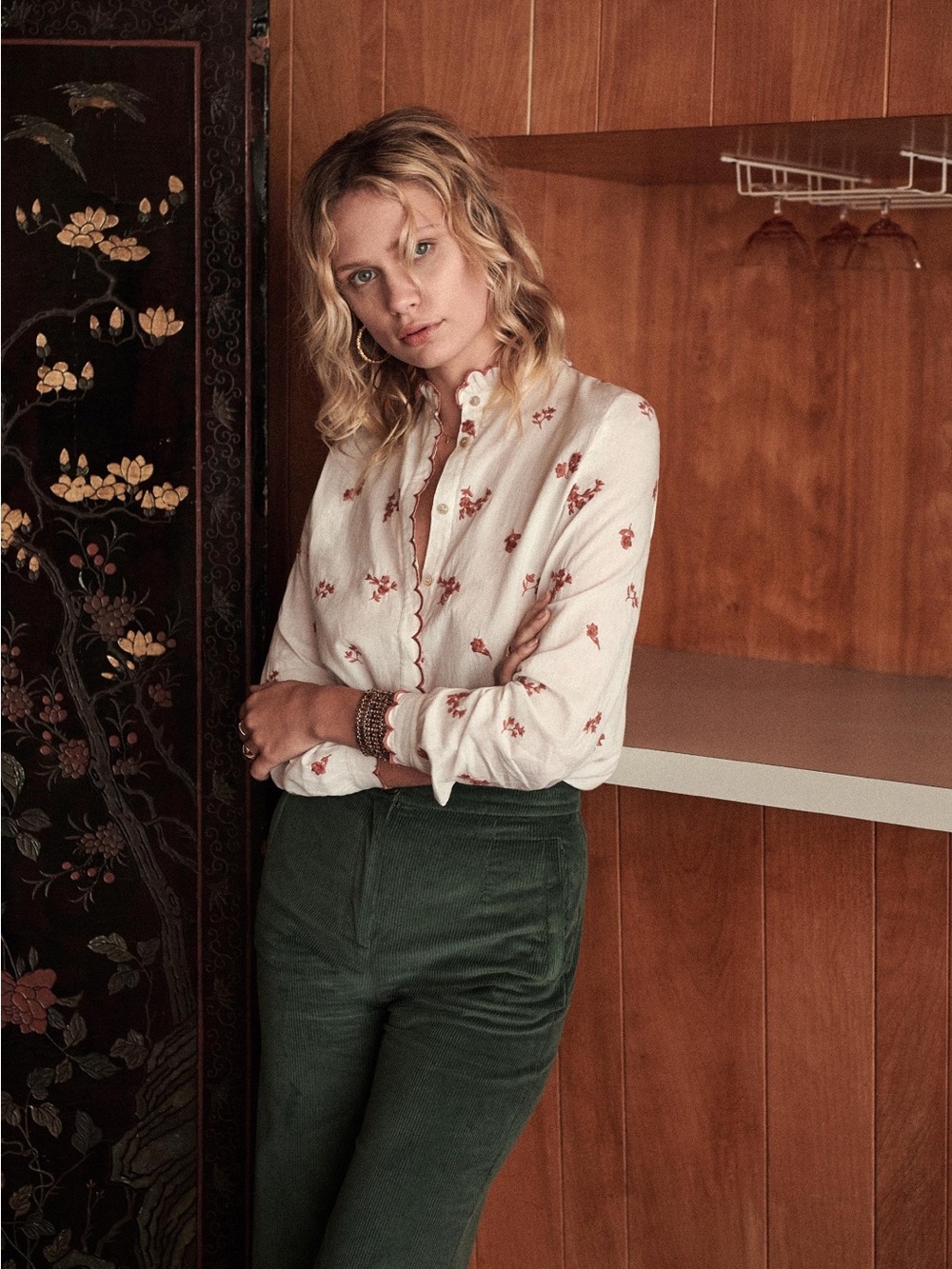Sezane Louise cotton blouse, redwood
